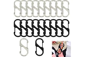 ITCGOB 20 stycken S karbinhakar mini karbinhakar metall, 32 mm dubbel karbinhake liten set för nyckelring utomhus camping vandring, 10 svart och 10