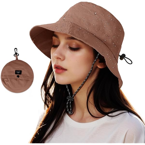 Waterproof Bucket Rain Hat With Chin Strap Quick Dry Packable