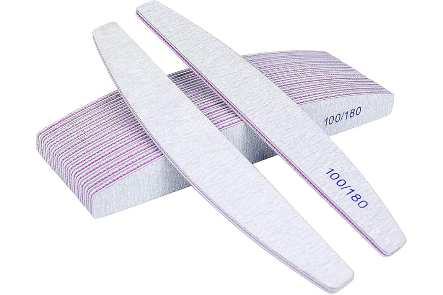 URAQT 16PCS Professional Nail Files, 100/180 Grit Double-Sided Emery Board, Professional Nail File Set Curved Fingernail Files for Nail Grooming and Styling,Hairdressing Salon, Pets (White)