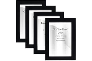 GORYEEFINE Black 4X6 Inch wood Photo Frame Set of 4, Boxed Gallery Picture Frames 6X4'' 4Pack With Glass Window for Tabletop or Wallmounted,Oxford Modern Thin Picture Frame 4X6 Inch