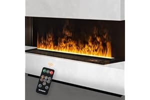 Mexhom Camino a vapore, camino elettrico, camino elettrico da incasso, effetto fiamma 3D, camino con telecomando [120cm,nessun calore]