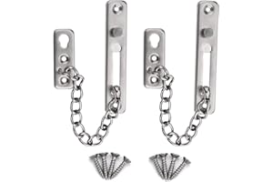 JUIBAO 2 Pieces Stainless Steel Door Chain Lock, Heavy Duty Anti-Theft Security Internal Door Limiter, for Home Apartment Hotel Bedroom, Silver