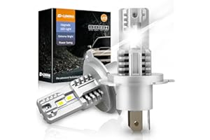 D-Lumina Bombilla H4 LED Canbus 9003/HB2,100W 16000LM 6500K Chip CSP Super Brillante Luz Alta y Luz Baja, Lámpara Halógena de Diseño de Reemplazo 1:1 con Ventilador Sin Polaridad, Plug and Play