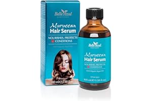 Belle Azul Siero Maroccan Capelli - Argan Oil 100% Bio - Protegge, Nutre e Condiziona - Profondamente Idratante - Protezione dal calore-Tutti i tipi di capelli-Ricci/Secchi -Vegan/100ml-Made in Spain