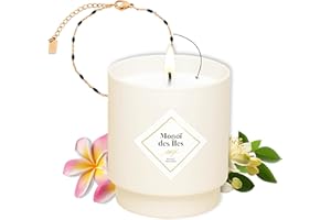 MY JOLIE CANDLE - Bougie Parfumée Monoï des Îles - Bijou Bracelet Or Noir - Cadeau Femme Maman - Cire Végétale - Parfum Français - Mèche Coton