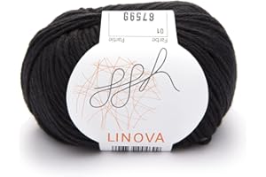 ggh Linova - 001 - Negro - Algodón con lino para tejer y hacer ganchillo