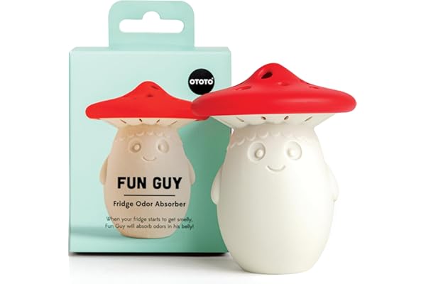 OTOTO Fun Guy Désodorisant pour réfrigérateur – Éliminateur d'odeurs de réfrigérateur de qualité alimentaire – Passe au lave-vaisselle et sans BPA – Support désodorisant pour réfrigérateur bicarbonate