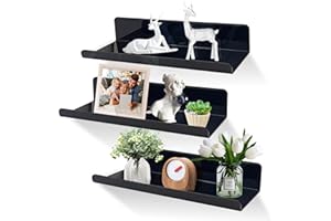 SHEPIN 3 Pezzi Mensole da Muro senza foratura, Nero in Acrilico, per Bagno da Parete, Moderne Design Cubi, Adesiva per Cameretta,Cucina, Salotto