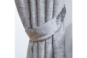 John Aird Crushed Velvet Fully Lined Eyelet Curtains (Silver, Pair Of Tiebacks)