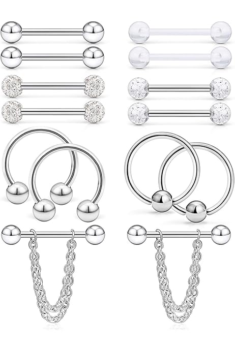 65 Pezzi Set Piercing In Bioflex Acrilico - Retainers Per Labbra, Naso, Orecchie E Lingua - Foto 3