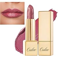 Oulac Rossetto Metallizzato Lucido, Rossetto Rosa Altamente Pigmentato, Lucentezza 3D, Rossetto Lunga Durata, Formula Cremosa