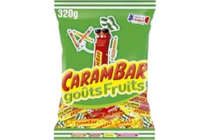 CARAMBAR CARAMEL Carambar Bonbons Fruits, Parfums Orange, Fraise, Citron et Framboise, 320g