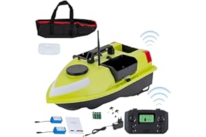 GARBENAT Angelköder Boot 600M RC Futterboot ABS Köderboot mit 3 Köderboxen Fernbedienung Angeln Futterboot mit GPS Nachtangeln Fischköder Boot mit Suchscheinwerfer & 2 5200mAh (Grün)