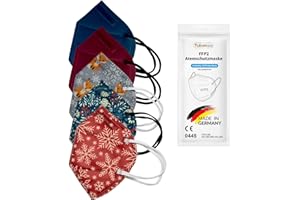 TubeRoo FFP2 Maske 5 Stück Set Masken Motiv Muster in Dunkelblau Blau Bordeaux Hellblau Pink Rot Grün Grau Weiß oder Schwarz, Versand aus Deutschland, Made in Germany, Atemschutzmaske, Mundschutz