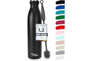 Milu Butelka do picia ze stali nierdzewnej, 350 ml, 500 ml, 750 ml, 1 l, 1,5 l, termos, izolowana butelka na wodę, szczelna butelka termoizolacyjna z podwójnymi ściankami, nadaje się do napojów