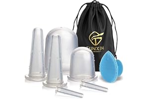 FUNXIM Ventouses Anti Cellulite, 7 PCS Silicone Massage Cups Soins du Corps Ventouse Anti-cellulite, Ventouses corps, Ventouses visage, Ventouses Eye, Brosse de nettoyage du visage