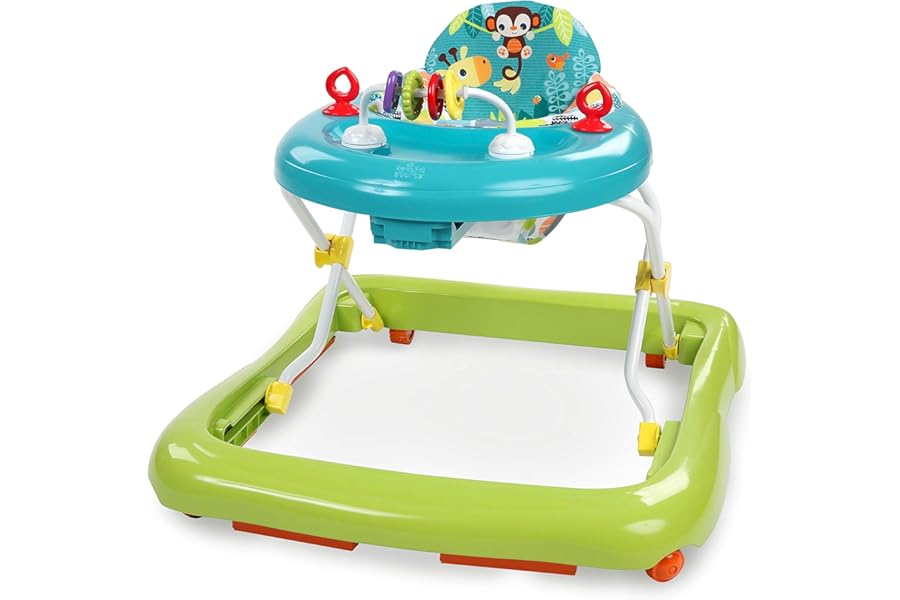 Bright Starts Giggling Safari Walker with Easy Fold Frame for Storage, Ages 6 Months +