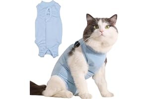HOAAIGO Katzenbody Nach OP - Operationsgenesungsanzüge für Katzen - Haut-Krankheit Recovery Body - Anti-leckende Alternative zum E-Halsband (Blau, M)
