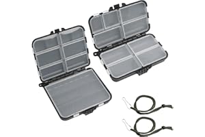 YEWSEAS 2 PCS Schwarz Köderbox Angelbox, Professionelle Angel Zubehör Aufbewahrungsbox mit 7 und 9 Fächern, Robuste, Tragbare Angelbox für Angler