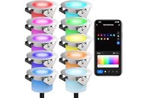 ‎CHESBUNG Chesbung LED Bodeneinbauleuchten, Ø30mm RGBWW Dreamcolor Einbaustrahler Kits, intelligente WIFI Steuerung durch Tuya APP, Wasserdicht IP67 Niederspannungs LED Einbaustrahler Terrassen