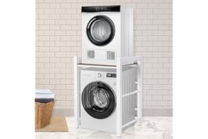 AYDFUORT Waschmaschinen Untergestell, Verbindungsrahmen Waschmaschine Trockner Universal, Waschmaschinenschrank Tragfähigkeit 300kg, Waschmaschinenregal für Waschmaschine und Trockner (Weiß, 75X65X105CM)