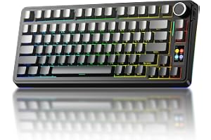 AULA S75 PRO Wireless Gaming Keyboard with Screen&Knob, Tri-Mode Hot Swappable Gaming Keyboard 75%, Astral Switches, RGB Backlit, Side Printed PBT Keycaps, Creamy Sounding Computer Keyboards (G grey)