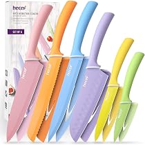 hecef Küchenmesser Set 6-teilig, Edelstahl Messer mit Schutzhüllen ...