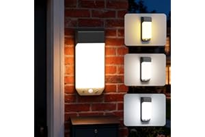 vighep Outdoor Wall Lights Motion Sensor, IP65 Waterproof Outside Light Mains Powered, 3000K/4500K/6500K LED Security Lamp for Garden Front Door Patio Garage Garden Fence-1Pack