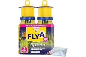 Zero In Outdoor Fly Trap - Ready-Baited Fly Catcher, Twin Pack - Non-Toxic, Insect Trap to Attract & Trap Bugs - Suitable for