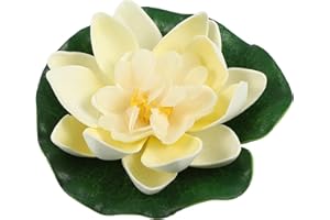 VOCOSTE 1pcs Artificial Floating Lotus Flower, Artificial Lotus Flower for Garden Ponds Pool Decoration, White, 3.9"