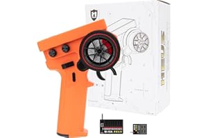 MEUS RACING ME-10B RC Transmitter 10 Channels 2.4GHz and Receiver with Coach Mode for 1/8 1/10 1/18 1/24 RC Crawler Car Boat TRX4 TRX4M SCX10 SCX24 Upgrades Parts (Orange - 2 Receivers)