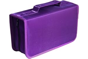 TRAVEL HOPPA 128 Capacity CD/DVD Protective CD Case Wallet Organiser Storage Holder Bag Portable with Carry Handle - HOLDS 128 CD's DVD's Blu Ray Video Games Disc's - PURPLE