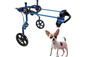 KAJILE Fauteuil Roulant réglable à 2 Roues pour Chien, Taille XXS-2 pour la rééducation des Pattes arrière des Chiens handicapés,Hauteur 20-25cm,Largeur 8-12cm,Longueur 12-17cm
