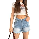 BİKELİFE Kadın Kar Yıkama Soluk Efektli Beş Cep Y&uuml;ksek Bel Pa&ccedil;ası P&uuml;sk&uuml;ll&uuml; Denim Şort-1