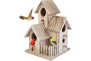 HPERU Maison d'Oiseaux en Bois Naturel pour le Jardin Extérieur - Hôtel de Nichage Nouveauté