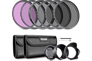 NEEWER Kit de Filtros de Lente de 58mm: UV, CPL, FLD, ND2, ND4, ND8, Parasol y Tapa de Lente Compatible con Canon Nikon Sony Panasonic DSLR Cámaras con Lente de 58mm