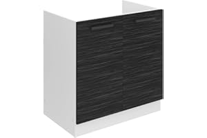 B BELINI GROUP Belini - Mobile sottolavello da cucina, 80 cm di larghezza, SDZ mobile da cucina senza piano di lavoro, armadietto con 2 ante in ebano reale