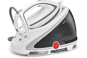 Tefal Dampfbügelstation Pro Express Ultimate, 7,7 Bar, 155 g/Min. Kontinuierlicher Dampf, 500 g/Min. Extra-Dampfstoß, 2600 Watt, Kalk-Kollektor, Bügeleisen Dampfstation, weiß/grau, GV9567