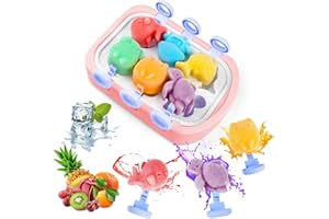 Drucilla Stampi per Ghiaccioli, 6 Fori Formine per Ghiaccioli Silicone, Mini Animale Ghiaccioli Senza BPA per Bambini e Neonati, Riutilizzabili Fai Da Te Stampi Per Gelato con Bastoncino e Coperchio