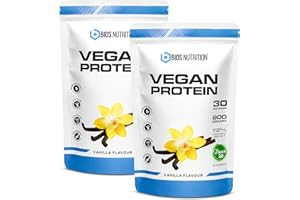 ‎BIOS NUTRITION Vegan Protein VANILLE 2x 900gr - 4K veganes Proteinpulver - Natürlich lecker im Geschmack - pflanzliches Protein ohne Laktose & ohne Soja - BIOS Nutrition (Made in Germany)