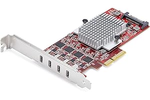 StarTech.com Carte PCIe USB-C 4 Ports, USB 3.2 10 Gbps, Carte d'Extension PCI Express, 4 Contrôleurs Indépendants