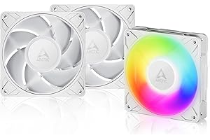 ARCTIC P12 Pro A-RGB (3 PACK) - Puissant ventilateur premium, ventilateur PWM 120 mm avec répartiteur de câble en Y, 600-3000 rpm, 0 rpm <5% PWM, 5V Digital RGB, palier Fluid Dynamic, 4-Pin - Blanc