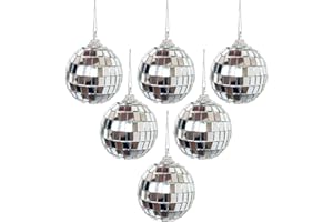 DQZSY - Confezione da 6 palline da discoteca da appendere a specchio, decorazione da bar per feste, matrimoni, Natale, albero di Natale e feste musicali.