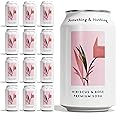 Something & Nothing Seltzer - Lightly Carbonated, Full Flavoured with Added Grape & Lemon Juice | Vegan & Low Calorie Soda | 330ml Cans, Pack of 12 (Hibiscus & Rose)