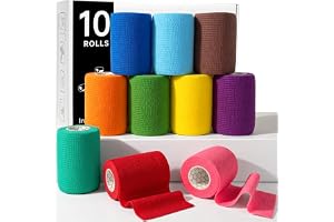 Rokehr Självhäftande Bandage, 10 rullar 7.5 cm x 4,5 m Non-Woven Självhäftande Förband, Andas Elastiskt Bandage för Människor