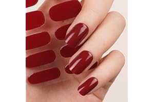 ‎DANNI & TONI DANNI & TONI Halb ausgehärtete Gel Nagelfolien (Sultry Cinders) Burgund Scharlachrot Einfarbig Gel Nagel Aufkleber, Frauentagsgeschenke Nagelfolie Nageldesign Wraps 28 Aufkleber