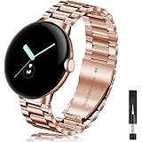 Yeahxing Metall Armband Kompatibel mit Google Pixel Armband, Edelstahl Metall Doppelte Faltschließe Verstellbares Ersatzarmba