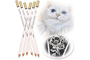 CCOMAGE 6 Stück Weiße Kohlestifte Set Künstler Weiß Leuchtenden Farbstifte Weiße Buntstifte Kohle Pastell Bleistift Kunst Malerei Zubehör Zeichnen Skizzieren Bleistifte für Feine Details und Übergänge