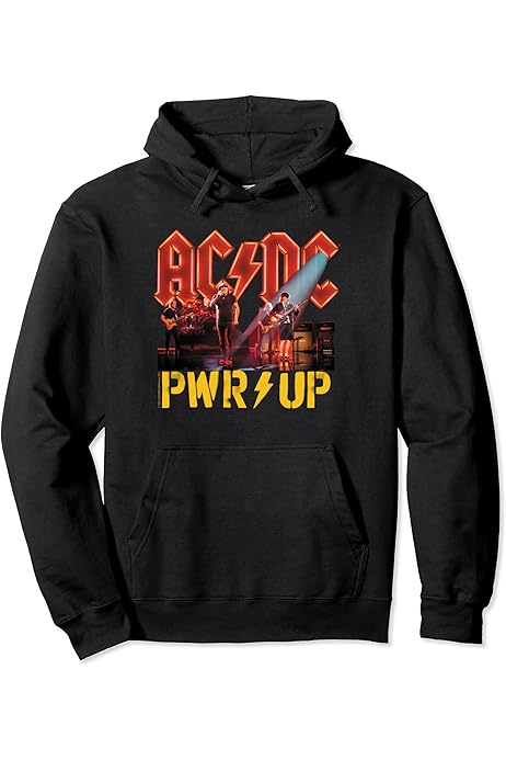 Acdc Sweatshirt Official AC/DC Back In Black Logo Hoodie 80