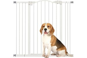 PawHut Cancelletto di Sicurezza per Cani da Interno, Barriera Estensibile 74-100 cm con Doppio Blocco e Chiusura Automatica per Scale e Porta, Bianco